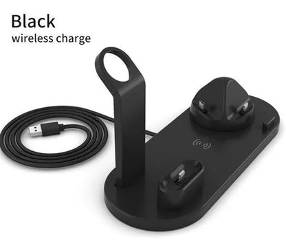 Cargador Inalambrico 3 En 1 Multifunción Soporte Para Tlf Color Negro