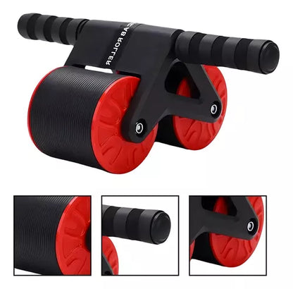 Rueda Abdominal Rodillo Doble Para Ejercicios Flexiones Color Rojo