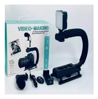 Estabilizador De Cámara De Video Soporte De Teléfono Ay-49u Color Negro
