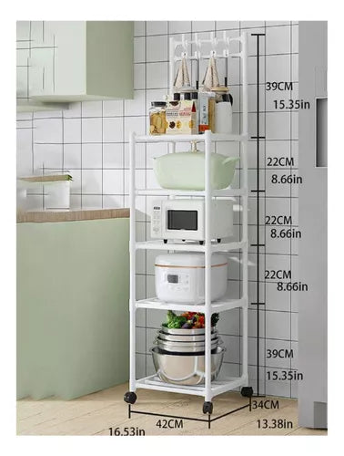 Estante Rack 5 Niveles Multifuncional P/ Cocina Baño