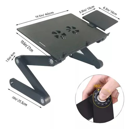 Mesa Para Laptop Notebook Plegable Cama 2 Ventiladores T8 Color Negro