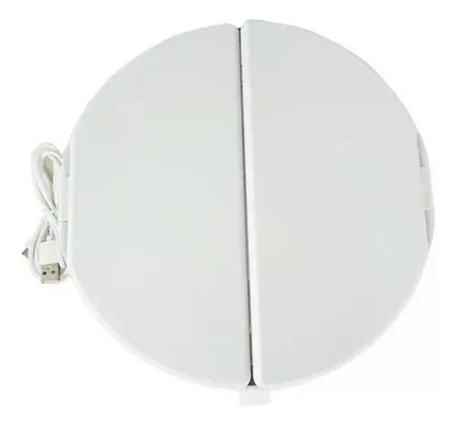 Espejo Triple Con Compartimiento Tocador Aumento 5x Luz Led Color Del Marco Blanco