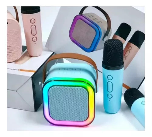 Mini parlante altavoz y micrófono portátil bluetooth Genérica K12 color celeste