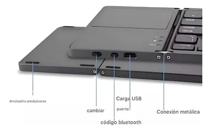 Teclado Plegable Inalámbrico Touchpad Mk-1008