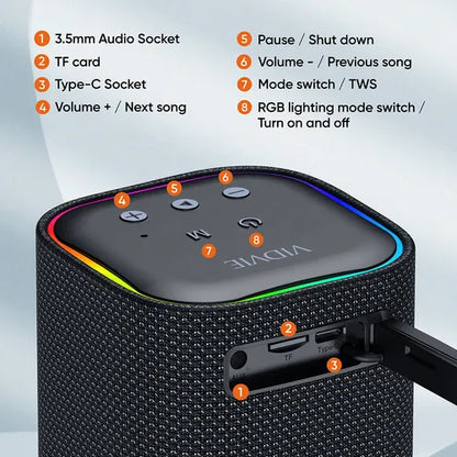 Mini Parlante Portátil Bluetooth 15w 1800mah Vidvie Sp929