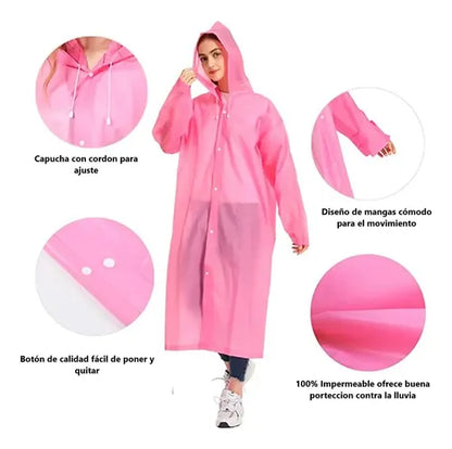 Poncho Impermeable Con Capucha Lluvia Viento Unisex