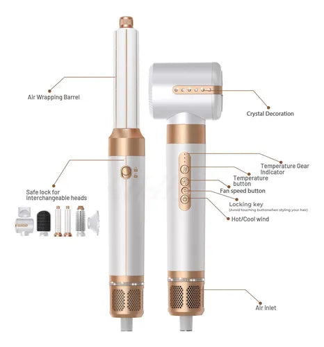 Secador De Pelo Multifunción Rizador Secador Keratin 3d Pro