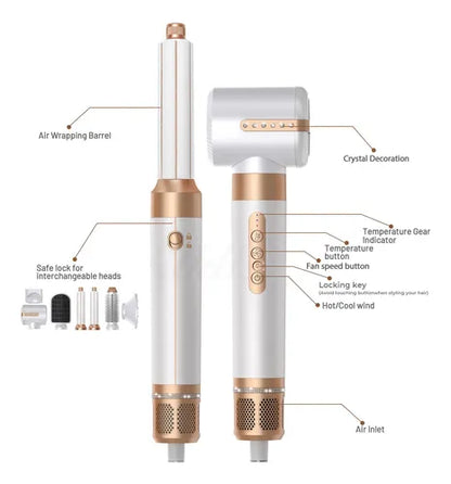 Secador De Pelo Multifunción Rizador Secador Keratin 3d Pro