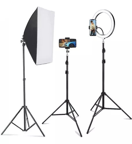 Soporte Trípode Multifuncional 2,1mts Cámara Luces Flash Color Negro
