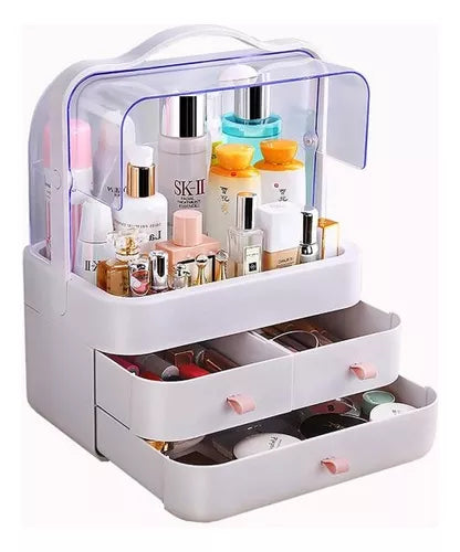 Caja Organizador De Cosméticos Maquillaje Portátil Multiuso Color Blanco