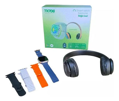 Reloj Inteligente 5 Correas+auricular+control De Fotos Tk706