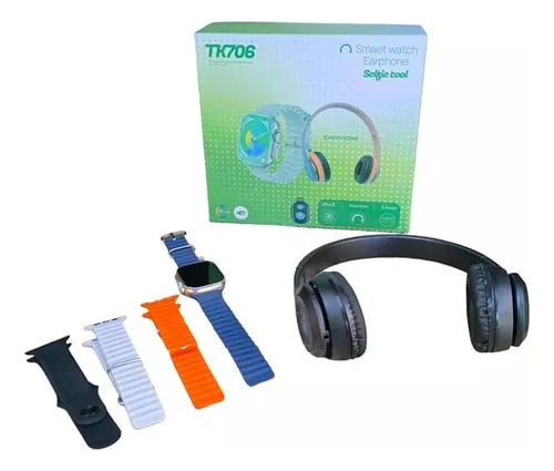 Reloj Inteligente 5 Correas+auricular+control De Fotos Tk706