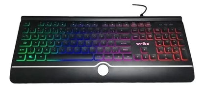 Teclado gamer Weibo QWERTY color negro con luz RGB