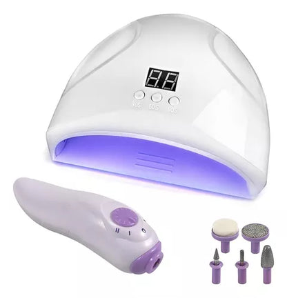 Kit De Lámpara Uv Led Y Mini Torno De Manicure Beauty 2 En 1 Color Blanco