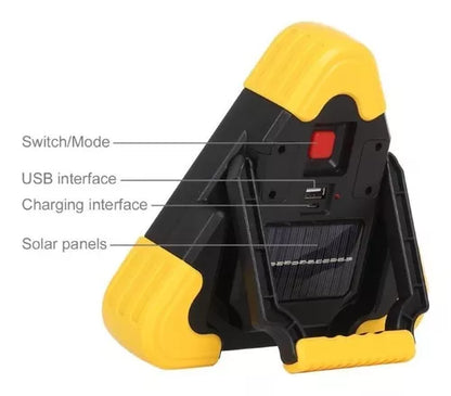 Luz Triángulo De Emergencia 3 Led Powerbank Carga Solar Usb