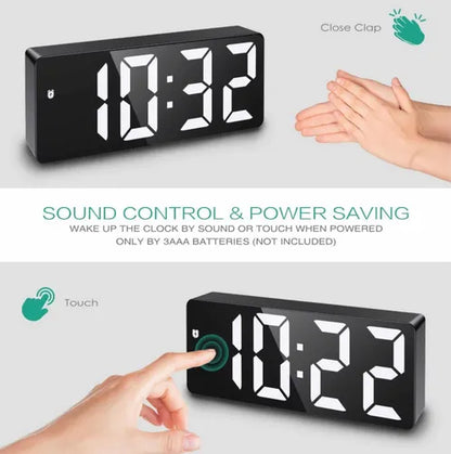 Reloj Despertador Digital Led De Escritorio, Despertador Con Color Negro/Rojo