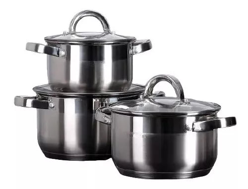 Set De Ollas Acero Inoxidable 6 Piezas