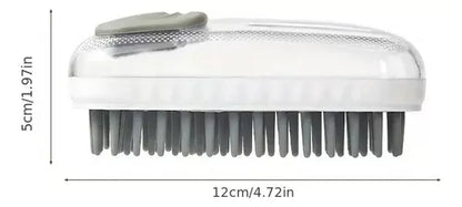 Cepillo De Baño Perro Gato Silicona Con Dispensador Champú Color Blanco