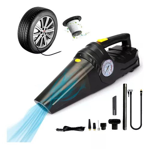 Aspiradora De Auto + Inflador De Neumáticos 2 En 1 Color Negro