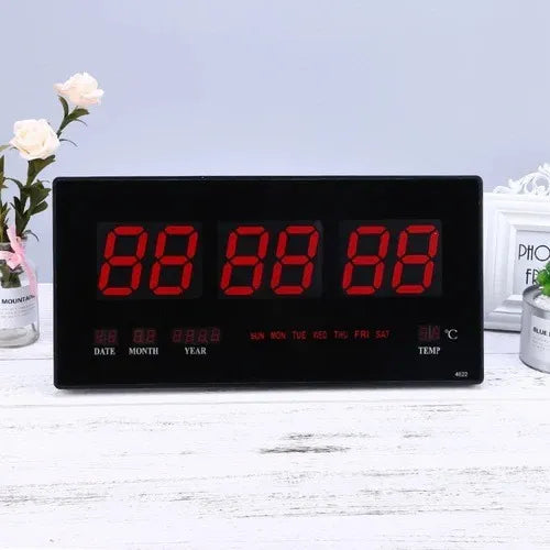 Reloj Digital Led Pared Alarma Calendario Temperatura