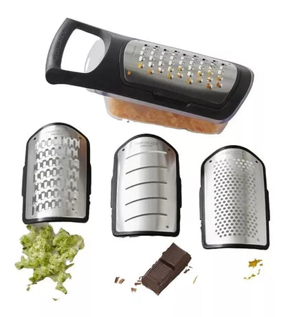 Rallador De Verduras Y Rebanador Manual Con Recipiente Base