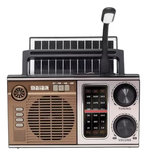 Radio Vintage Estilo Antiguo Panel Solar + Luz + Aux + Usb Color Marrón