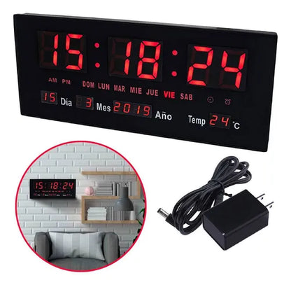 Reloj Digital De Pared Con Pantalla Led Modelo 3615 Estructura Negro