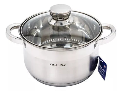 Olla Con Tapa De Vidrio Acero Inoxidable Vl-7014 4,8lts