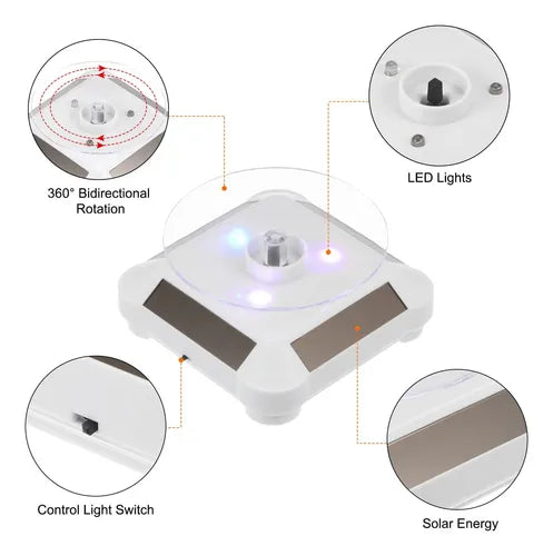 Exhibidor Mostrador De Joyas Giratorio 360° Panel Solar