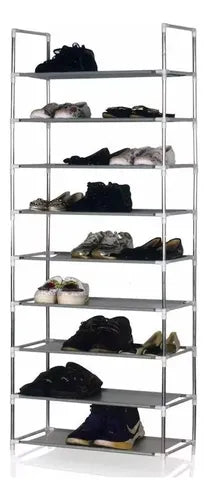 Zapatero Estante 27 Pares 9 Niveles Metálica Y Plástico Plateado