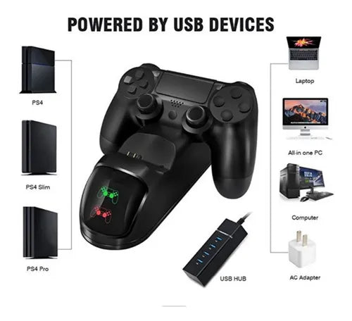 Cargador Mando Ps4 Cargador Ps4 Pantalla Led Doble Carga