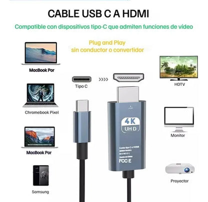 Cable Usb Tipo C A Hdmi Adaptador 4k*2k Ultra Hd 30hz