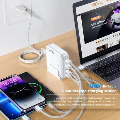 Cargador Carga Super Rápida 100w Vidvie Multifunción 4 En 1 Color Blanco