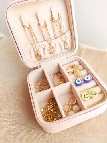 Joyero Portátil Mini Caja Organizadora De Anillos Collares