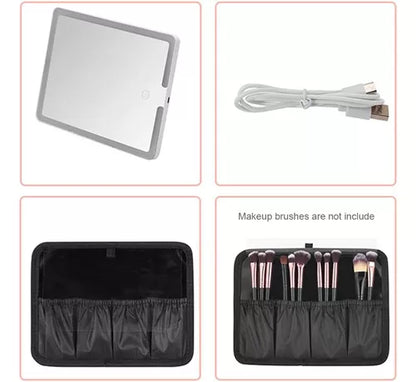 Organizador De Maquillaje Cosmetiquero Con Espejo Led Usb