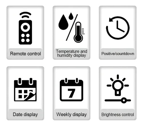 Reloj De Pared Digital Led Redondo Con Control Remoto Estructura Blanco Fondo Negro