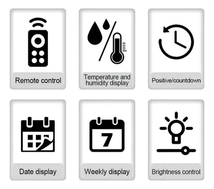 Reloj De Pared Digital Led Redondo Con Control Remoto Estructura Blanco Fondo Negro
