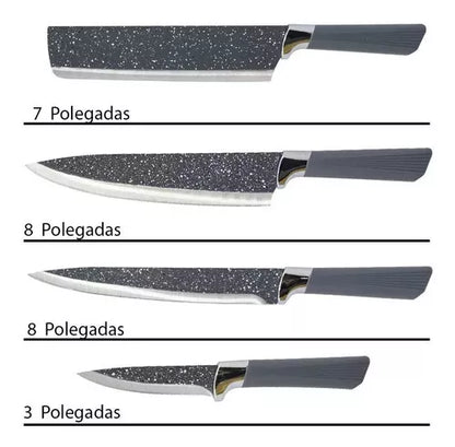 Juego de cuchillos de 6 piezas, tijeras de cocina