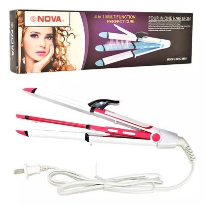 Plancha Rizador Ondulador Buclera Nova 4en1 Multifuncional Color Rosa