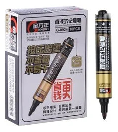 Marcador Permanente Punta Redonda Tinta Negra Caja 10 Pcs