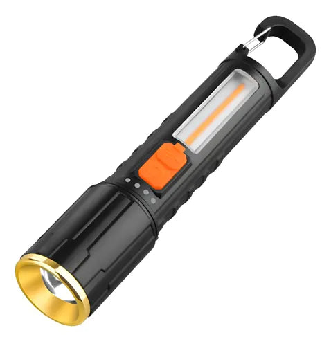 Linterna De Mano Luz Frontal Y Lateral Con Mosquetón