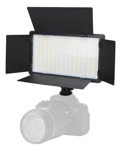Kit Profesional Luz Relleno Con Trípode Reflector Pro 600led Estructura Negro Luz Blanco Frío