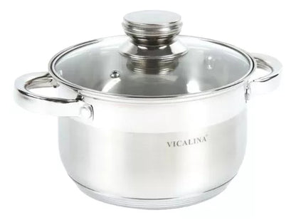 Olla Con Tapa De Vidrio Acero Inoxidable Vl-7014 4,8lts