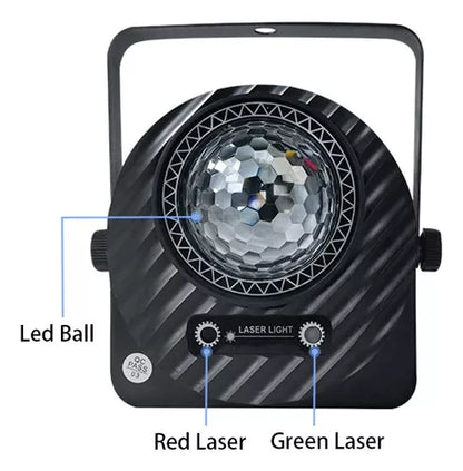 Bola Mágica Cristal Puntos Láser Led 2 En 1 + Control Remoto