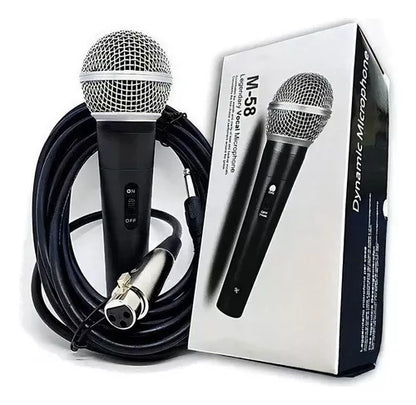 Micrófono Vocal Profesional Sm58 Dinámico Cardioide Karaoke Color Negro Con Plateado