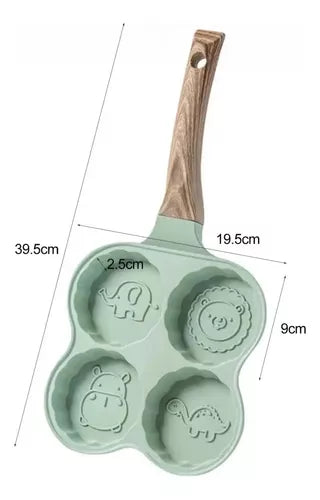 Sartén Para Mini Panqueques Y Huevos 4 Porciones Animalitos
