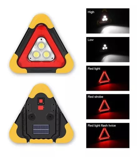 Luz Triángulo De Emergencia 3 Led Powerbank Carga Solar Usb