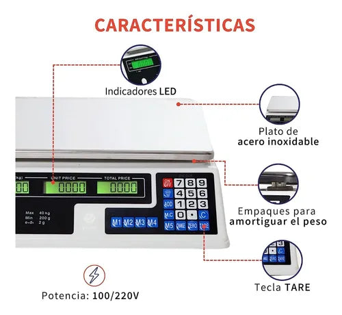 Balanza Digital Pesa Electrónica Con Bandeja 30kg