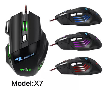 Mouse gamer de juego Weibo X7 3200 dpi negro