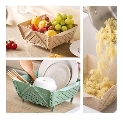 Cesta Escurridor Plegable Contenedor Cocina Rectangular